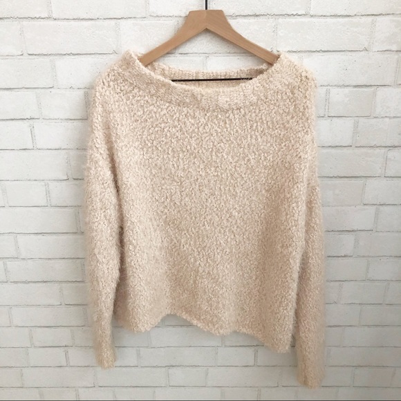 FUZZY Cream Over the Shoulder Sherpa Sweater - Picture 3 of 6